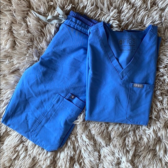Figs Tops - XS Figs Ceil Blue Scrub Set
